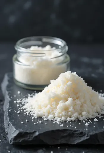 Порошок агар-агар в маленькой миске с деревянной ложкой на светлом фоне