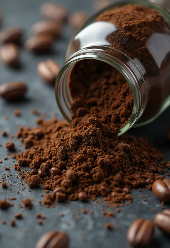 Гранулы обжаренного цикория и кусочки сушеного корня в ложке