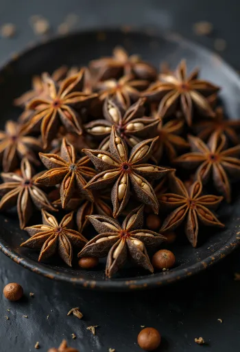 Целые звездочки бадьяна на деревянной поверхности
