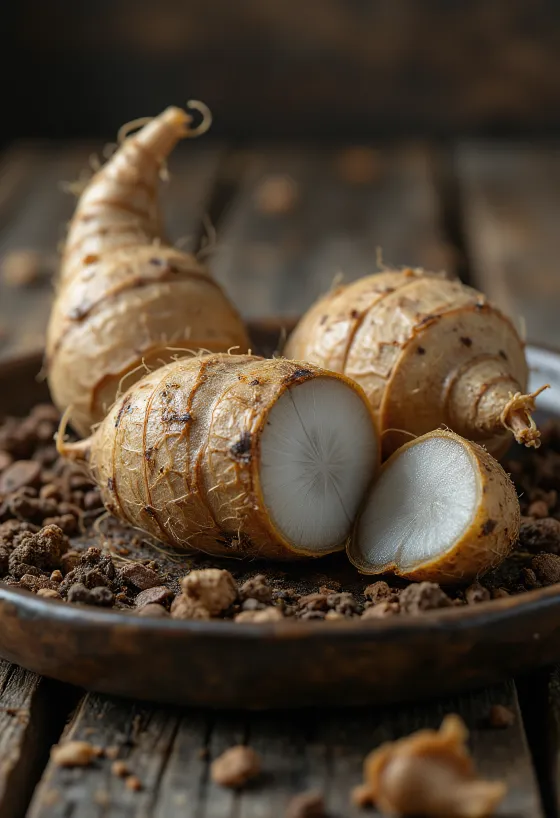 Клубни корня Эддо с текстурной кожицей