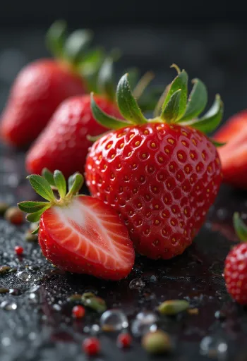 Свежая клубника и клубничный джем на рустикальном столе