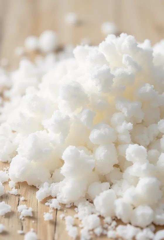 Белые кристаллы эритрита в миске, похожие на сахар