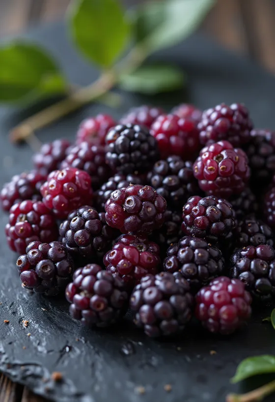 Свежая шелковица разных цветов, целая и в разрезе