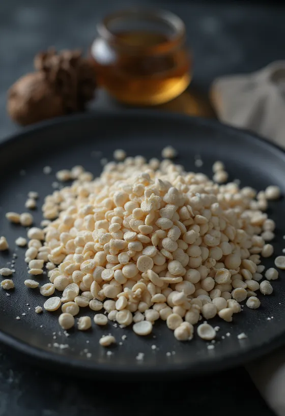 Зерна белого мака крупным планом, рассыпанные горкой