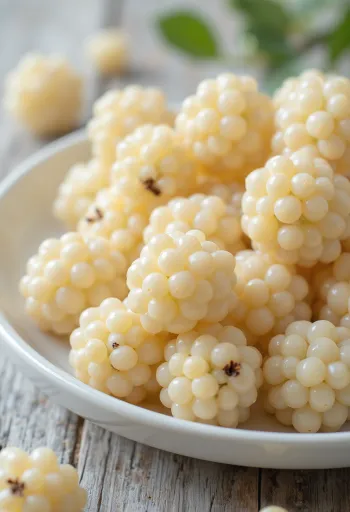 Свежие ягоды белой шелковицы (Morus alba), целые и в разрезе