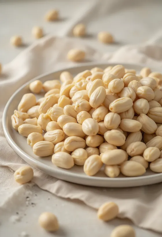 Разные виды кедровых орехов кучками: длинные, короткие и темные