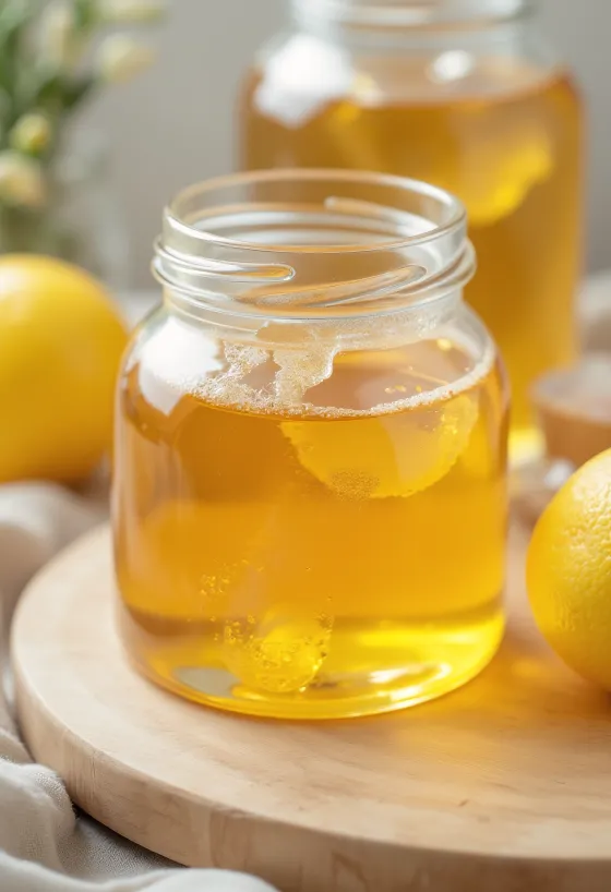 Глюкозный сироп в банке, тягучая капля стекает с ложки