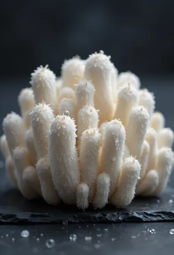 Нарезанный и очищенный навозник белый на деревянной доске, готов к варке