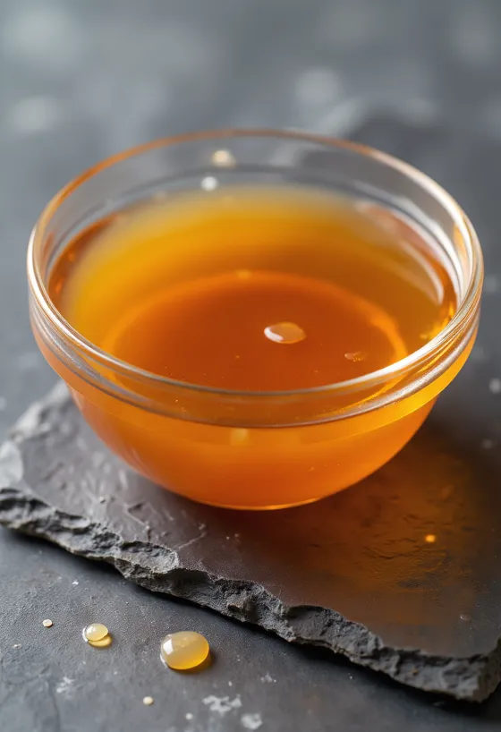 Рыбный соус в керамической пиале, рядом анчоусы, соль и бочки