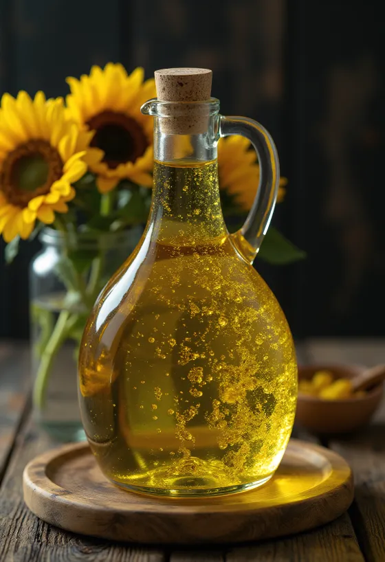 Пиала с ароматным подсолнечным маслом и семечками