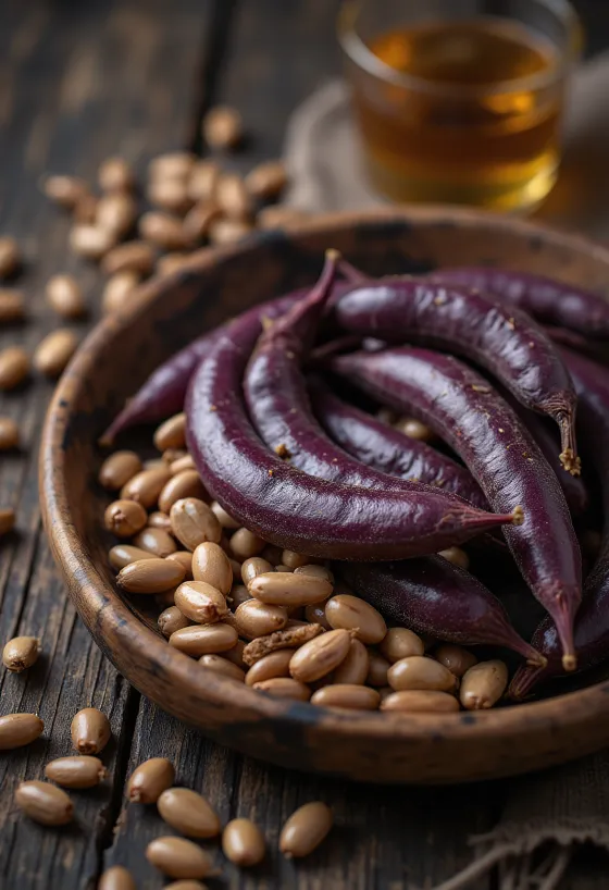 Разноцветные зерна долихоса (гиацинтовых бобов)