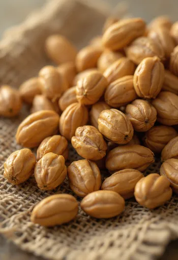 Клубни чуфы (земляного миндаля) на доске, очищенные и в кожуре