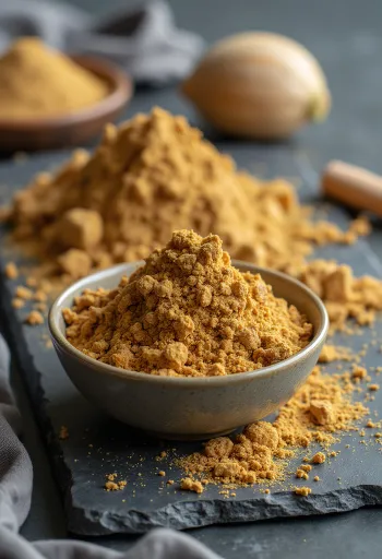 Фрукт нони и порошок в баночке, рядом сушеные плоды