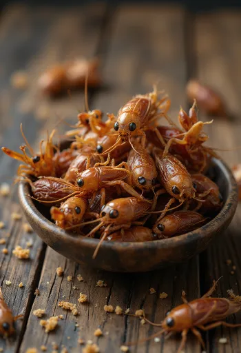 Свежее мясо пищевых сверчков, подготовленное к подаче