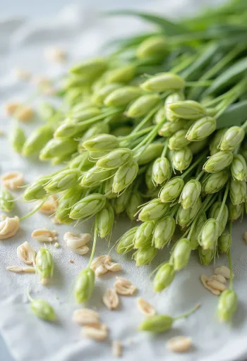 Свежие побеги зеленого овса на тарелке