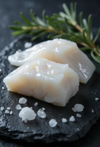 Свежее филе атлантической трески на деревянной доске