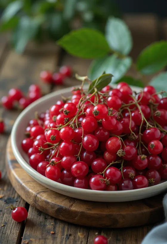 Ягоды красной бузины, ярко-красные и слегка блестящие