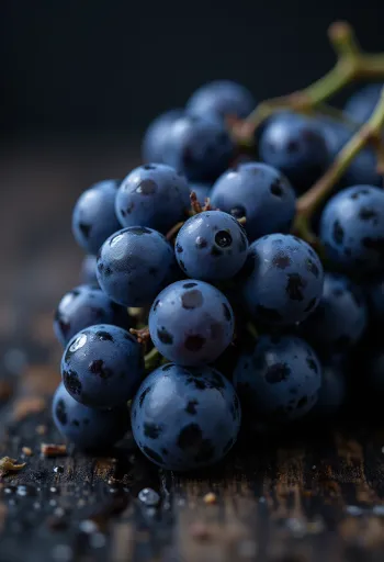 Темно-фиолетовые ягоды винограда Изабелла крупным планом