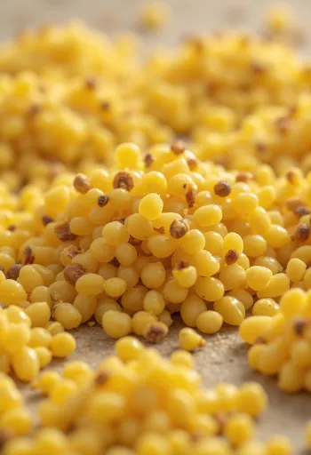 Желтые и коричневые семена горчицы в деревянных мисках