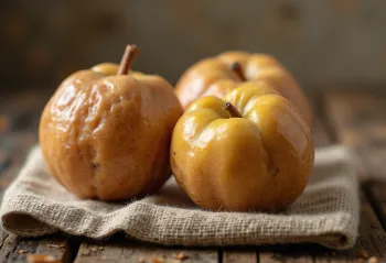 Разрезанная и целая мушмула с коричневой кожей, желейной мякотью на дереве