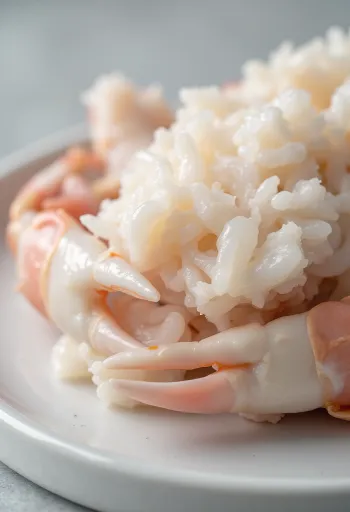 Свежий краб на деревянной доске с лимоном, чесноком и специями