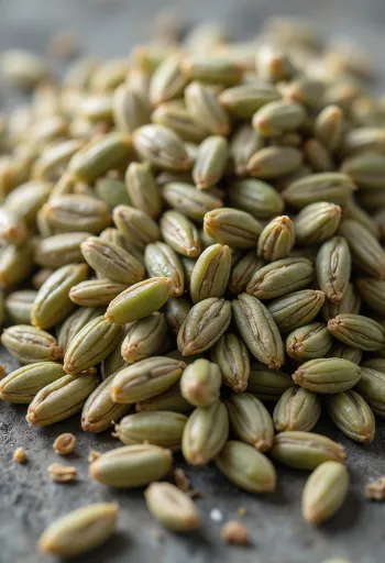 Очищенные зерна ржи в мешочке и рассыпанные на дереве