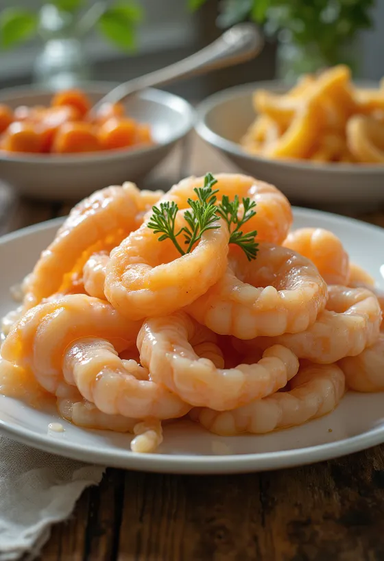 Свежее мясо сердцевидок на льду с лимоном и петрушкой