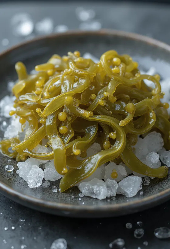 Сушеный фукус пузырчатый с характерной текстурой