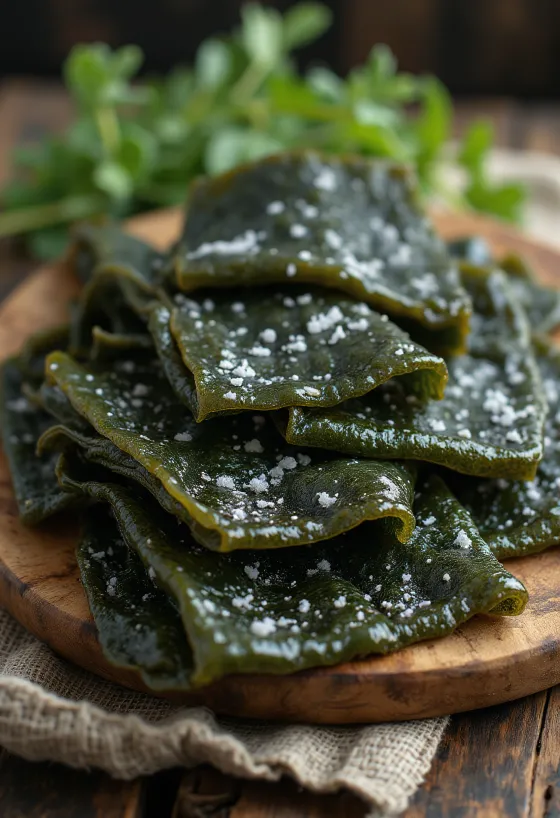 Сушеные листы водорослей комбу