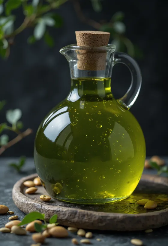 Темное тыквенное масло и неочищенные белые семечки