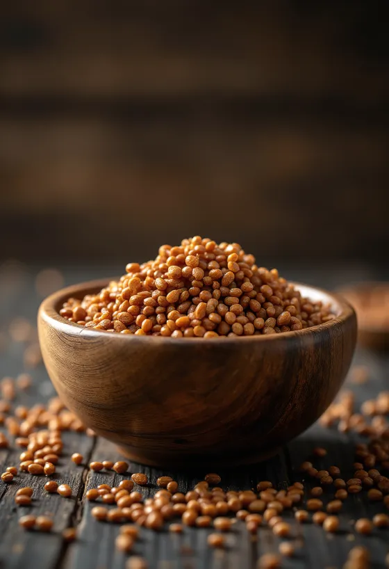 Зерна пальчатого проса (раги) с детальной текстурой