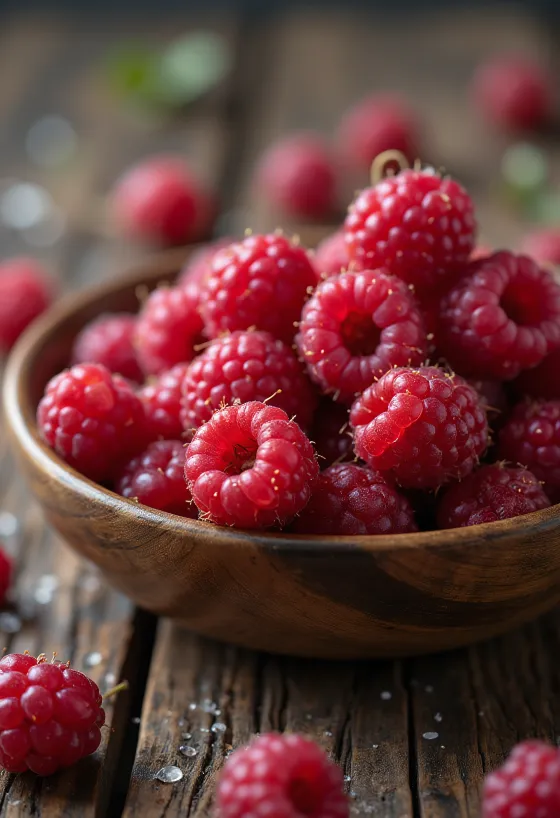 Свежие ягоды лесной малины, целые и разрезанные, для документации