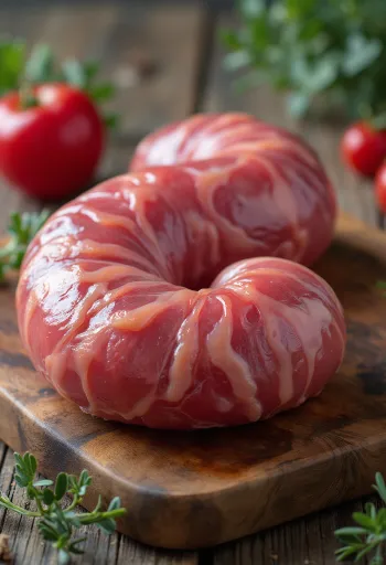 Очищенные нарезанные сырые почки на деревянной доске