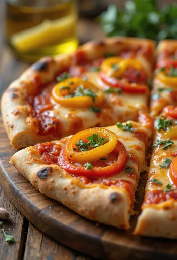 Pizza ai Peperoni с разноцветными перцами и моцареллой