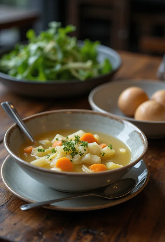 Веганский суп из кольраби при подаче