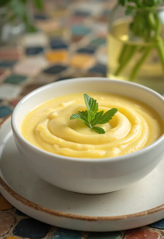 Лимонный соус авголемоно, поданный с рыбой и овощами