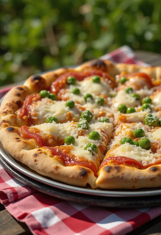 Pizza ai Piselli с зеленым горошком и сыром