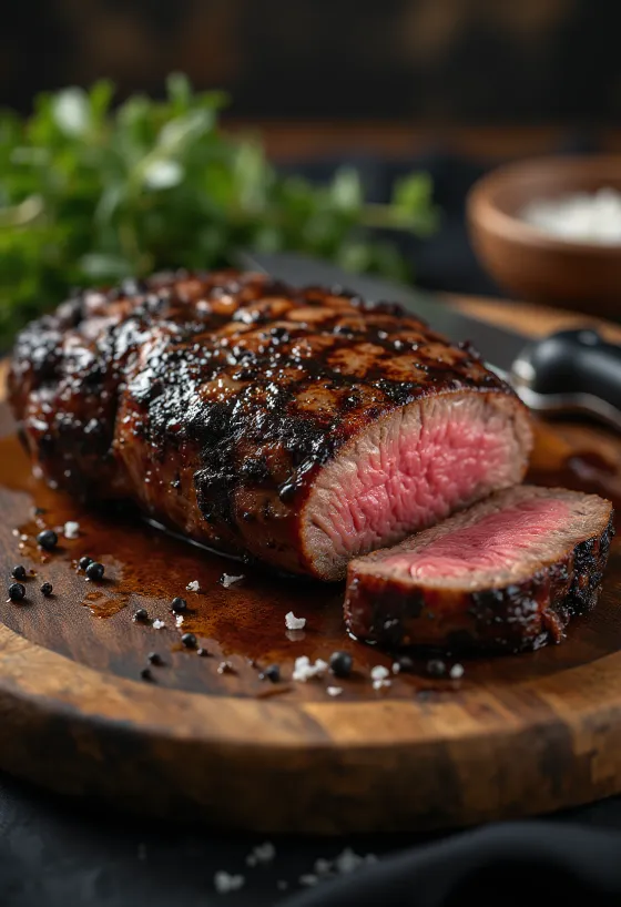 BBQ стейк из говядины подан на стол