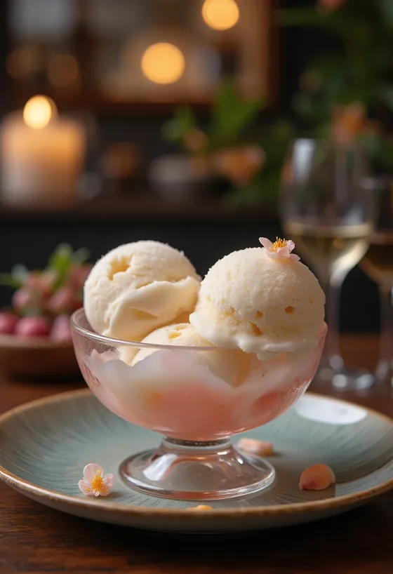 Подача мороженого из личи