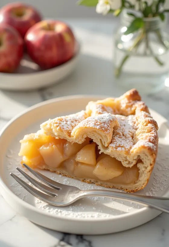 Традиционный яблочный пирог – Домашняя выпечка с мягкими яблоками с корицей в хрустящем тесте.