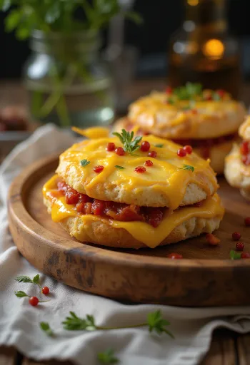 Банни чау с сыром, пряным томатным соусом и тертым сыром