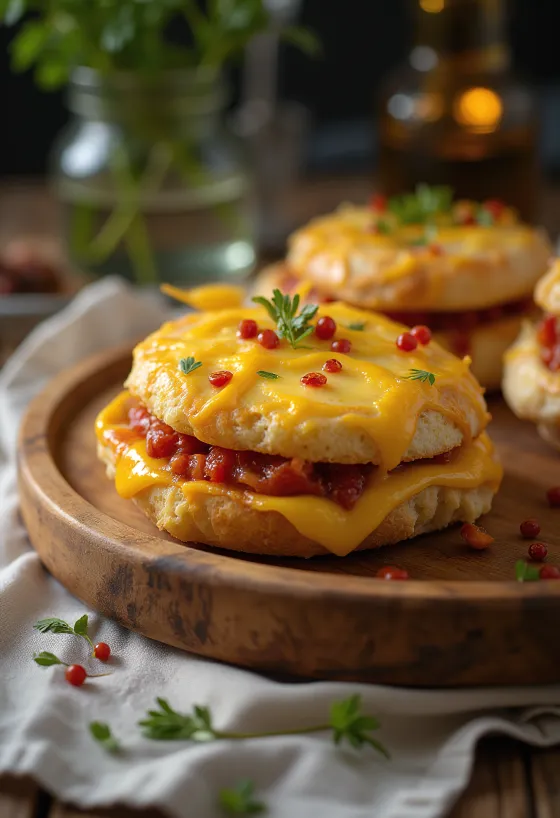 Банни чау с сыром, пряным томатным соусом и тертым сыром