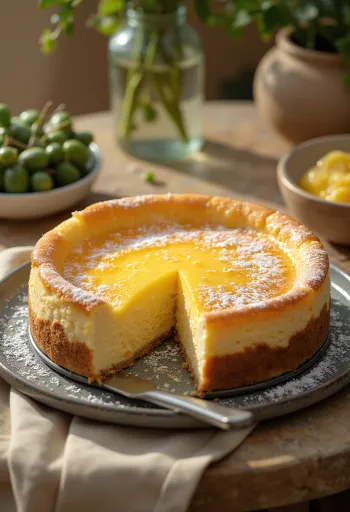 Немецкий творожный торт с нежной начинкой и посыпкой из сахарной пудры