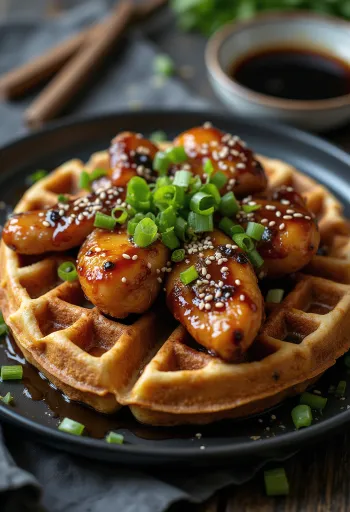 Вафли Терияки с курицей и кунжутом