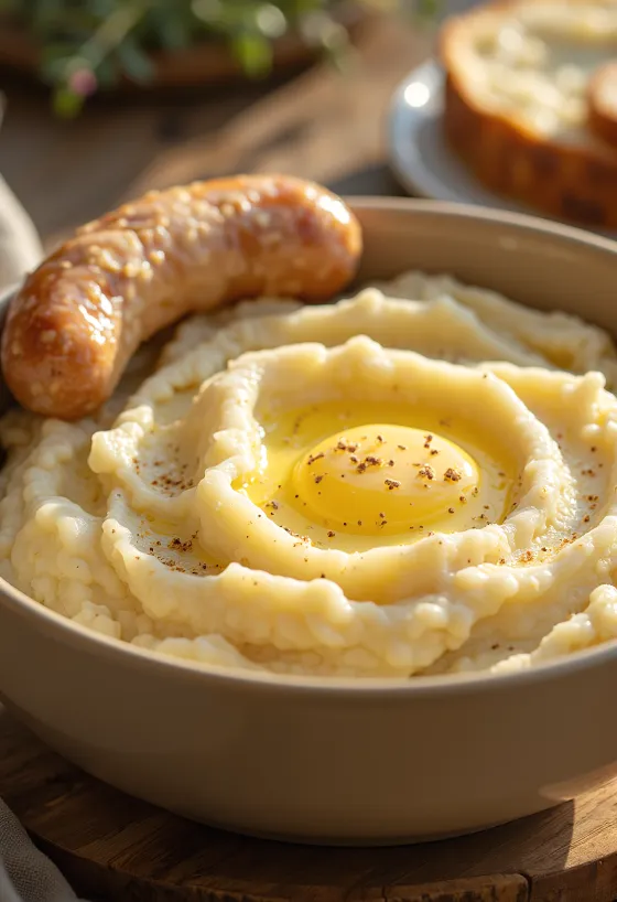 Кремовое картофельное пюре, смешанное с маслом и сливками