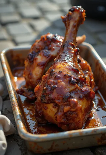 BBQ ножка индейки подана на стол