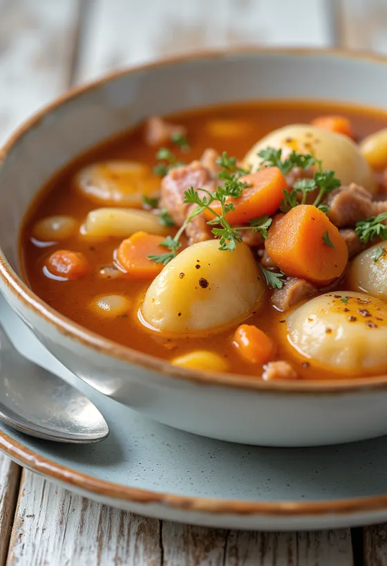 Ложный гуляш, богато приправленный овощами и паприкой.