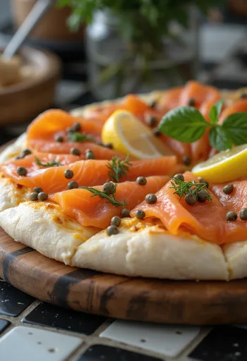 Пицца с копченым лососем и сметаной