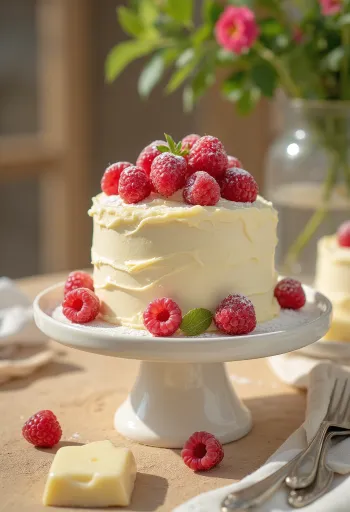 Торт с белым шоколадом при подаче