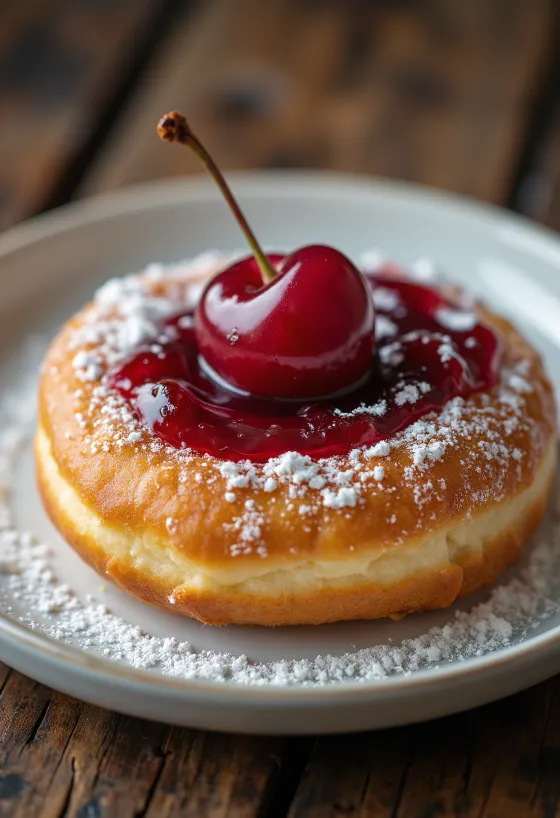 Подача пончиков с вишней